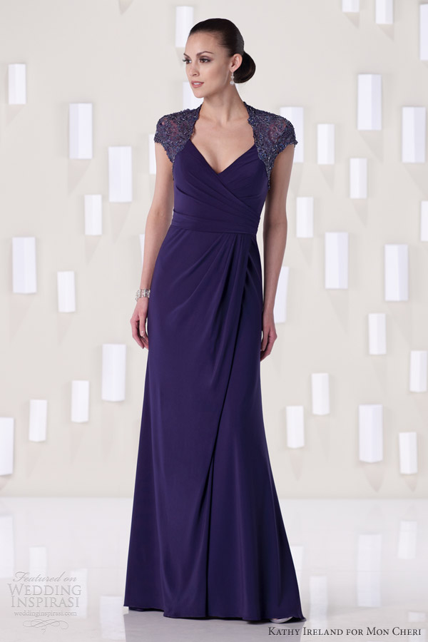 kathy ireland for mon cheri fall 2012 special occasion amethyst blue evening gown