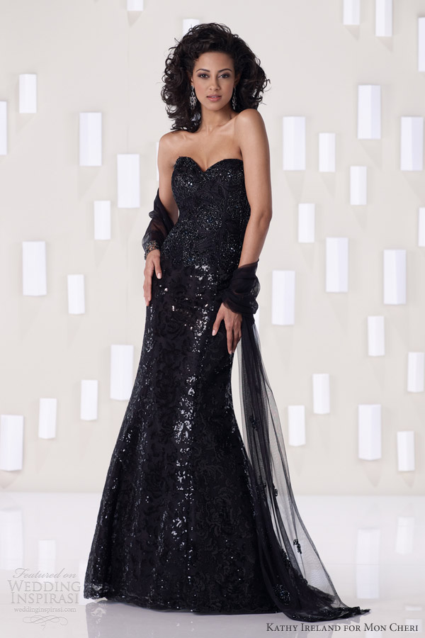 kathy ireland for mon cheri fall 2012 special occasion collection black evening gown