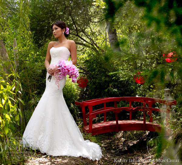 kathy ireland mon cheri spring 2013 wedding dress strapless fit and flare gown