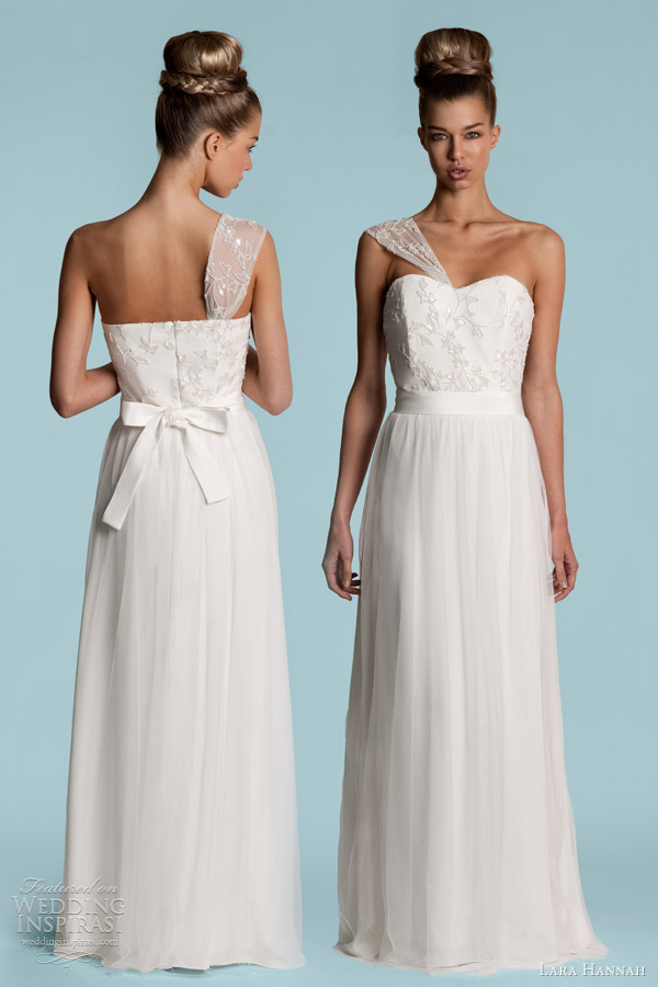 lara hannah 2013 primrose one strap beaded silk tulle wedding dress