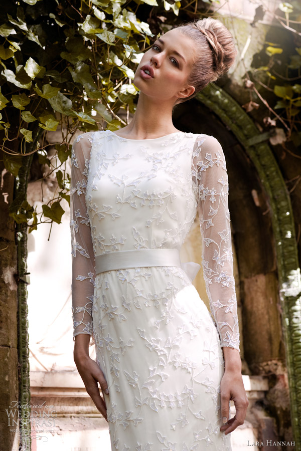 lara hannah spring 2013 gardener column wedding dress sleeves