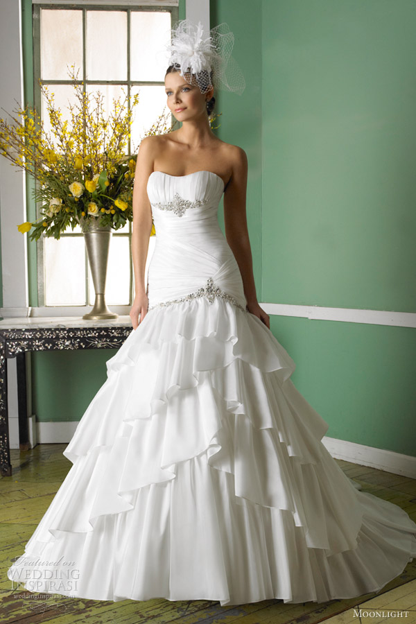 moonlight bridal gowns fall 2012 taffeta fit and flare wedding dress j6232