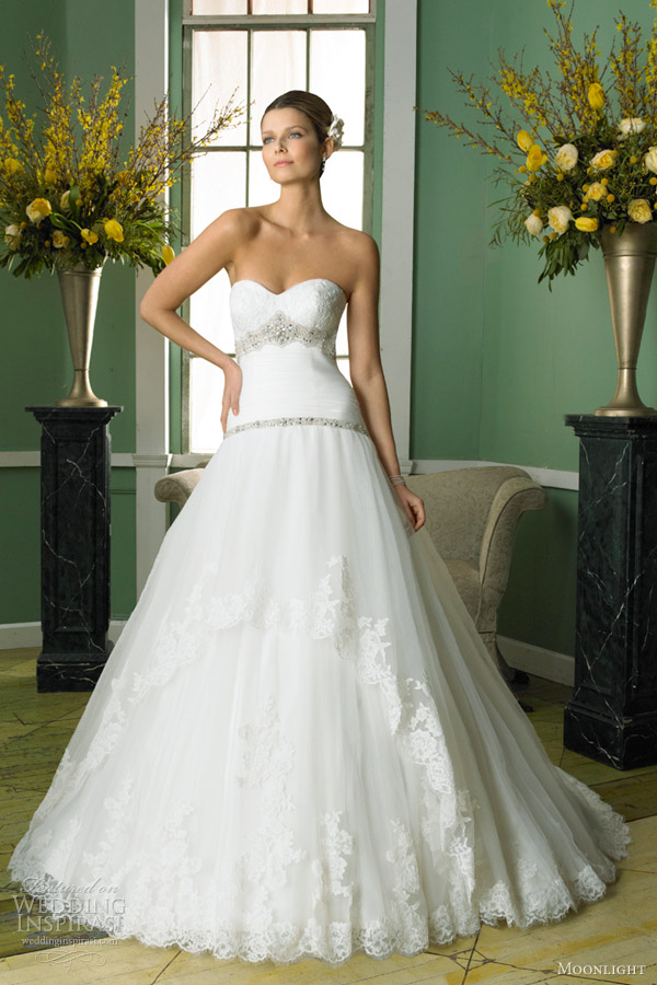 moonlight fall 2012 strapless lace ball gown sweetheart style j6244