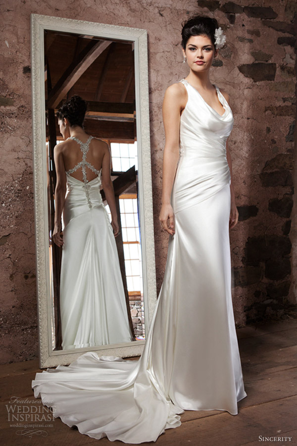 sincerity bridal wedding dresses 2013 cowl draped charmeuse tank top