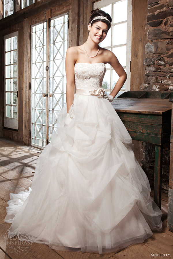 sincerity bridal wedding dresses 2013 strapless ball gown 3707