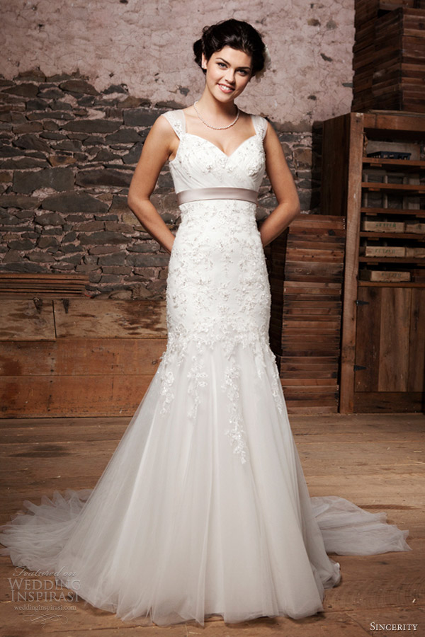 sincerity bridal wedding dresses 2013 tulle cap sleeve gown sweetheart neckline 3705