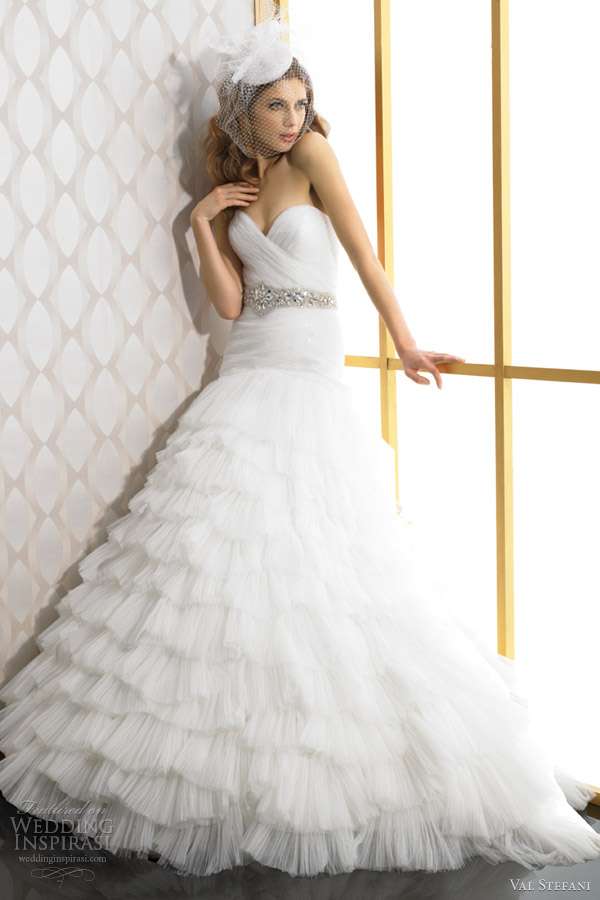 val stefani bridal fall 2012 strapless a line ruffle wedding dress d8026