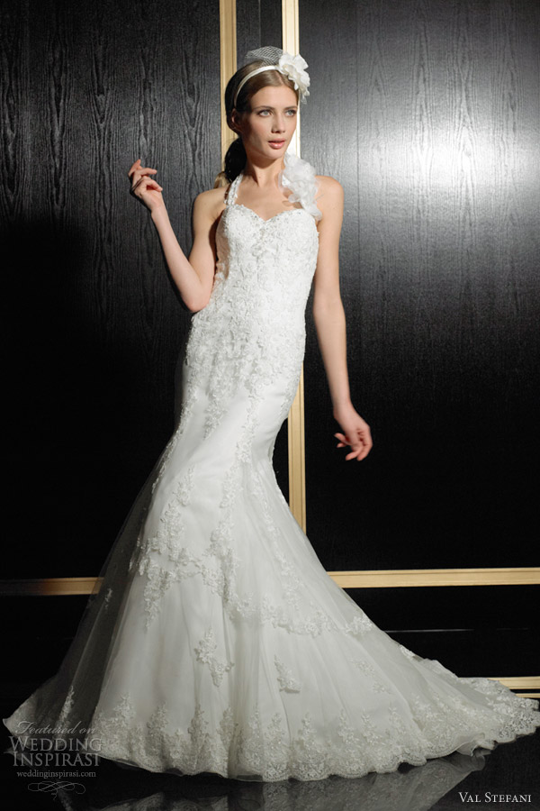 val stefani wedding dresses 2012 halter neck mermaid gown d8022