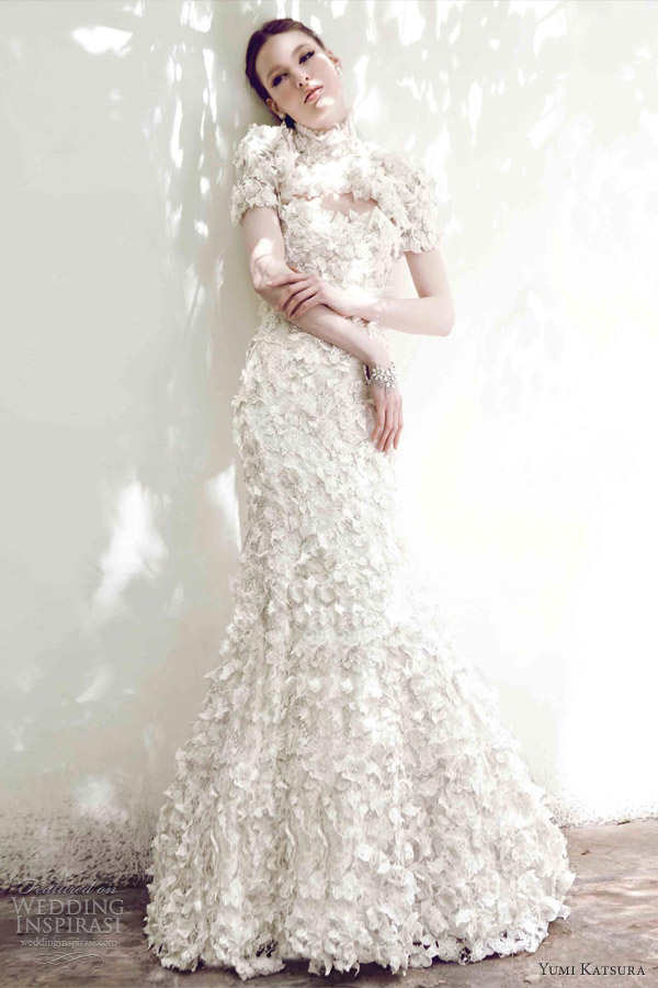 yumi katsura spring 2013 bridal sora fit flare floral lace gown