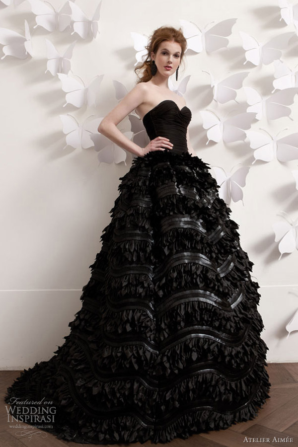 atelier aimee 2013 black strapless wedding dress ball gown