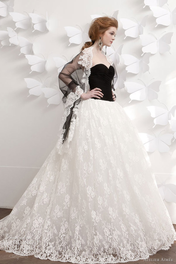 atelier aimee 2013 black white wedding dress