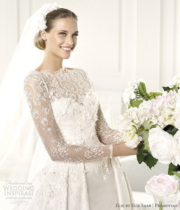 elie by elie saab 2013 pronovias monet long sleeve wedding gown