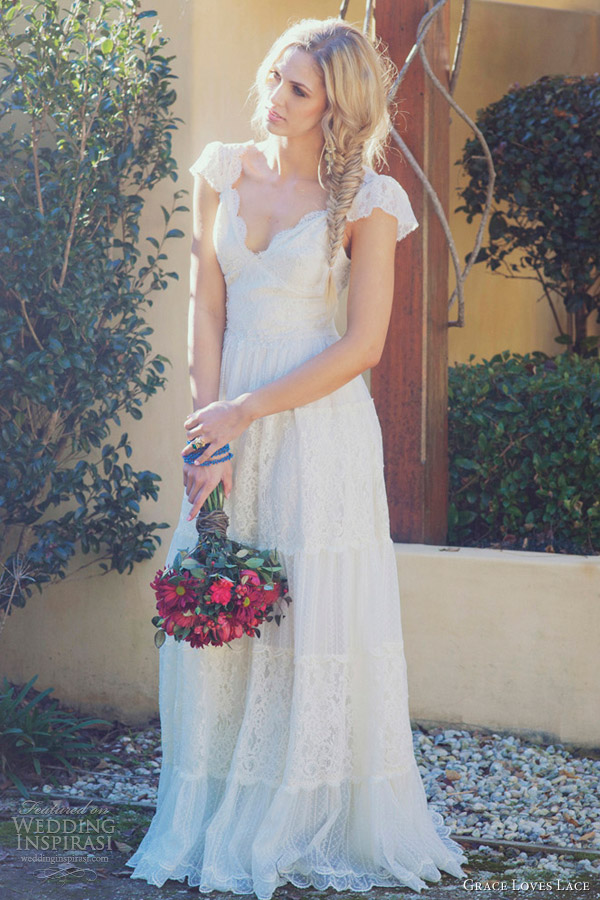 grace loves lace bridal gowns 2012 charlotte wedding dress puff cap sleeves