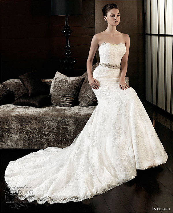 intuzuri wedding dress 2013 annabelle strapless lace sheath gown dresses