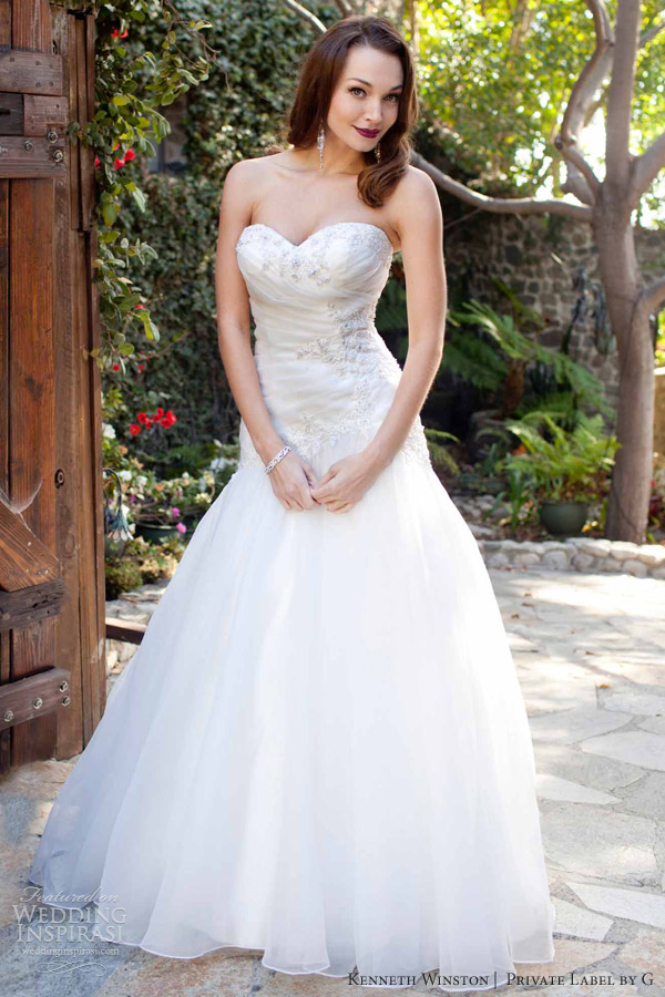 kenneth winston wedding dresses 2013 strapless sweetheart drop waist gown pl1480
