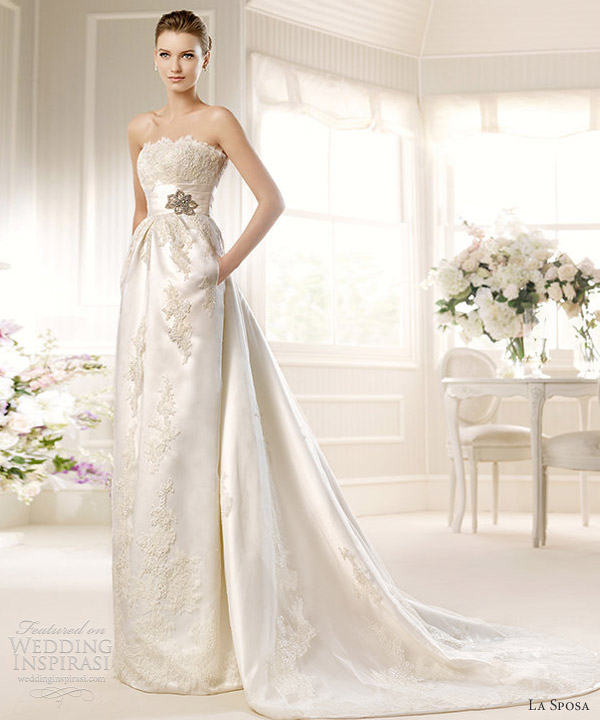 la sposa 2013 bridal medallon strapless column gown