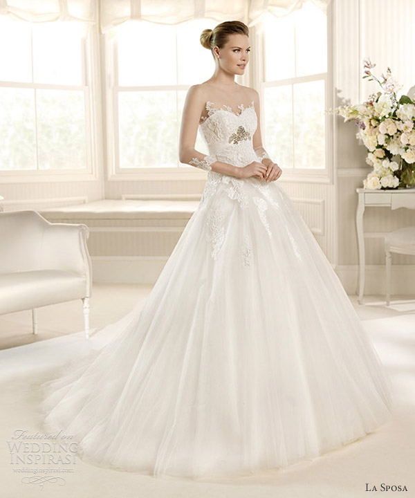 la sposa 2013 wedding dress mineral illusion long sleeve gown