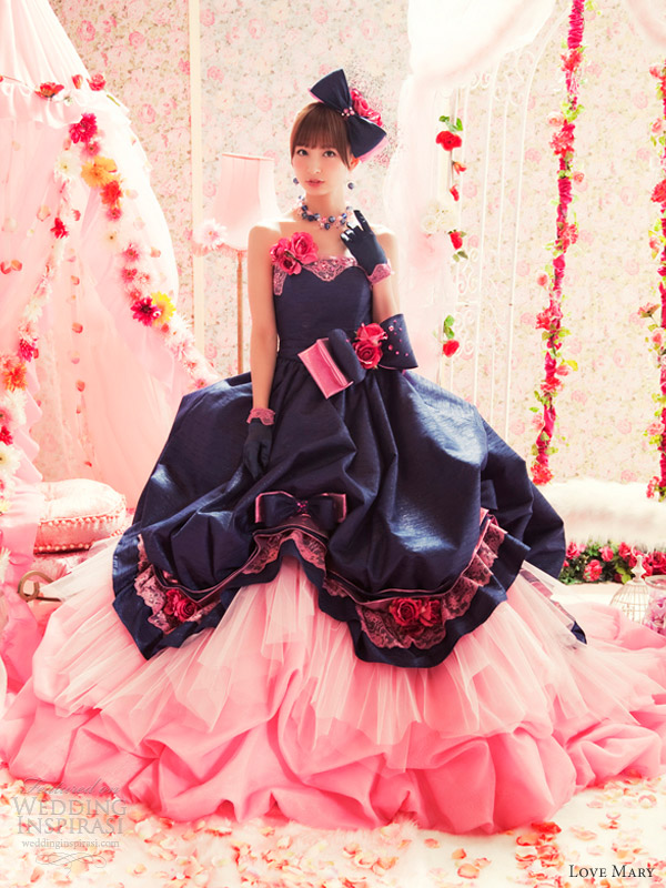 love mary navy pink wedding dress ball gown