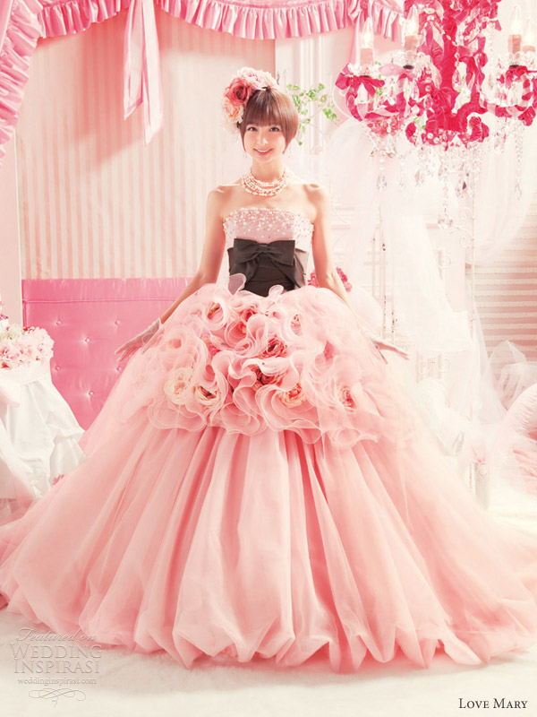 love mary pink ball gown wedding dresses mariko shinoda