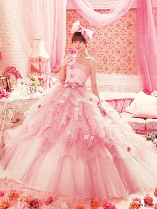 love mary pink wedding dress akb48 mariko shinoda