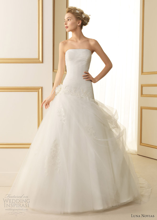 luna novias bridal 2013 termal strapless gown gathered skirt