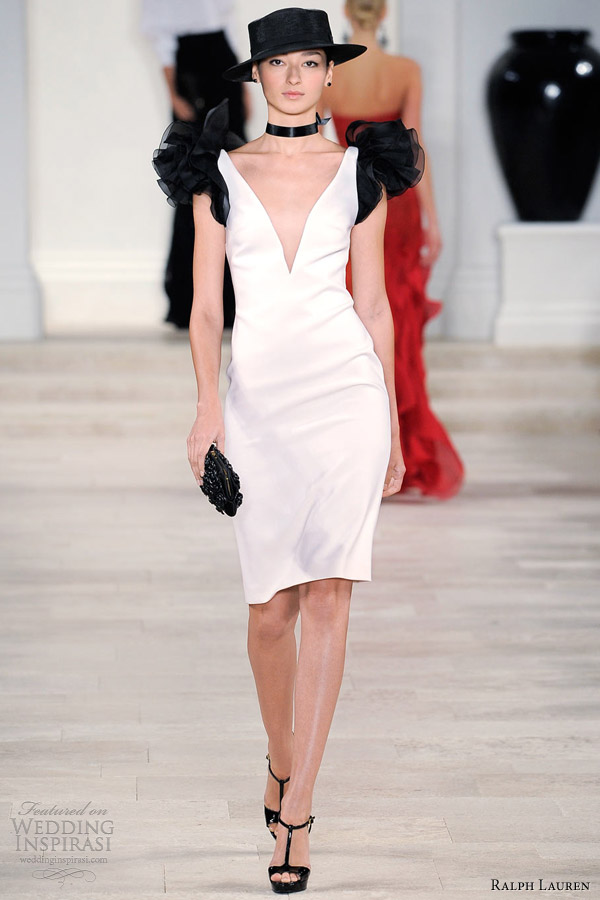 ralph lauren spring summer 2013 white dress black organza ruffle sleeves