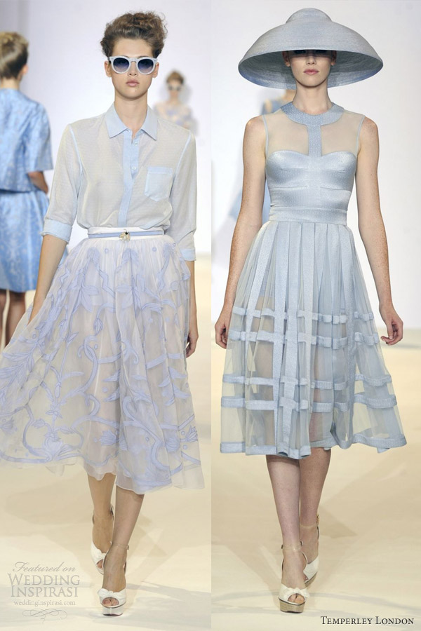 temperley london spring 2013 ready to wear light blue below knee skirt