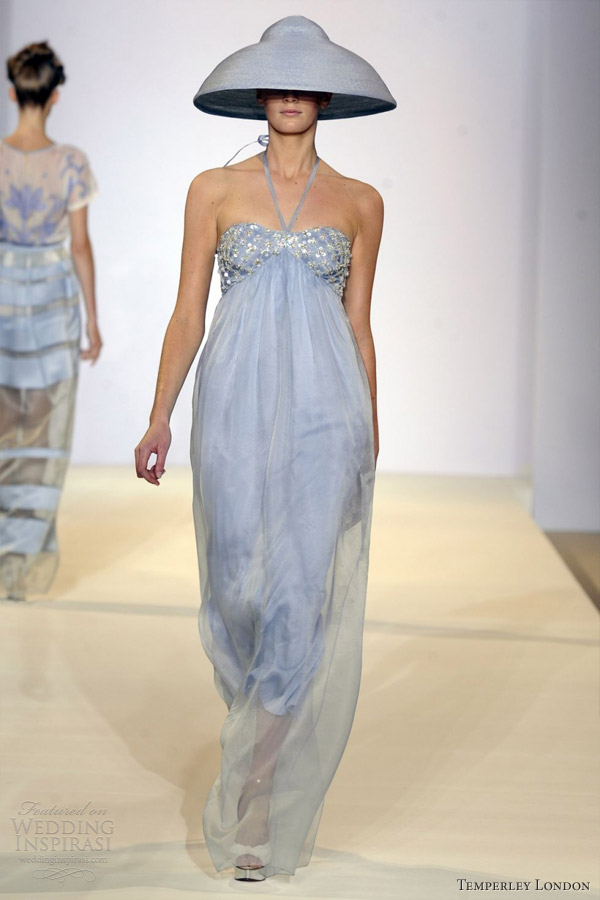 temperley london spring 2013 rtw ice blue long gown hat