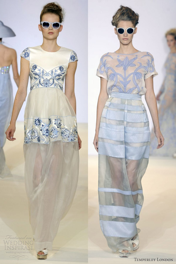 temperley london spring summer 2013 rtw ice blue white skirt short sleeves