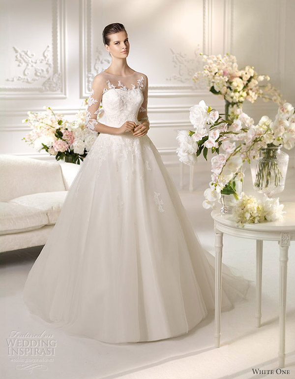 w1 white one bridal 2013 nigeria wedding dress illusion long sleeves