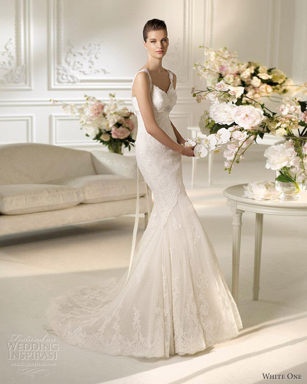 white one wedding dress 2013 norman sleeveless lace sheath straps