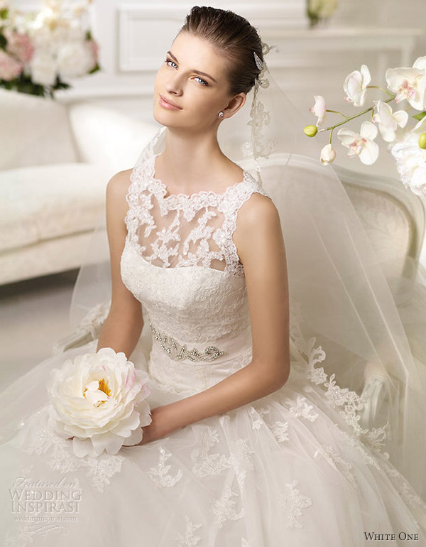 white one wedding dresses 2013 nimbar sleeveless lace drop waist gown