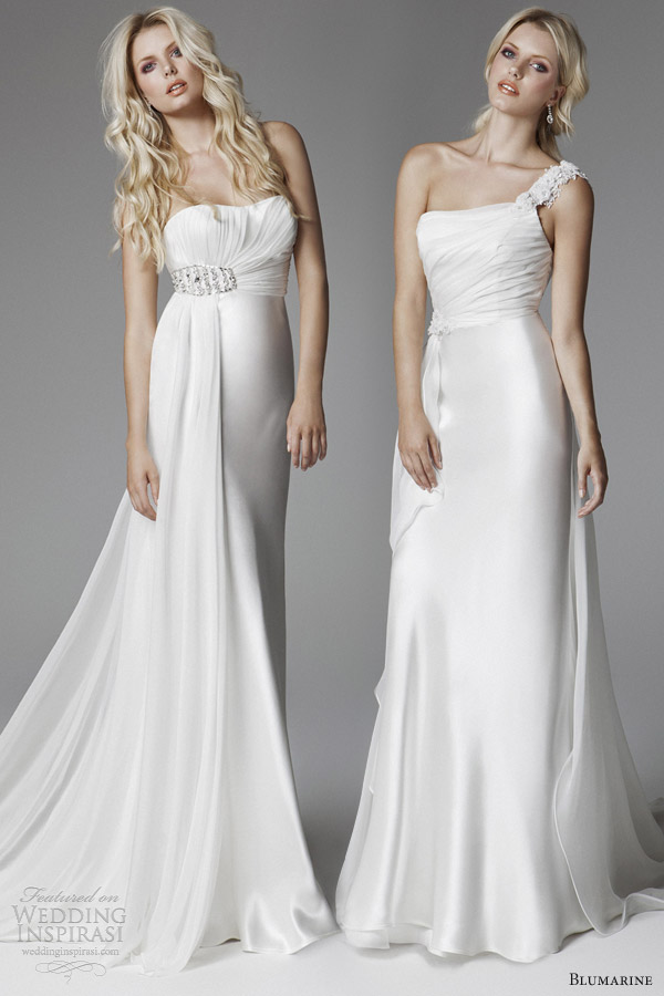 blumarine 2013 bridal grecian goddess wedding dress draped bodice