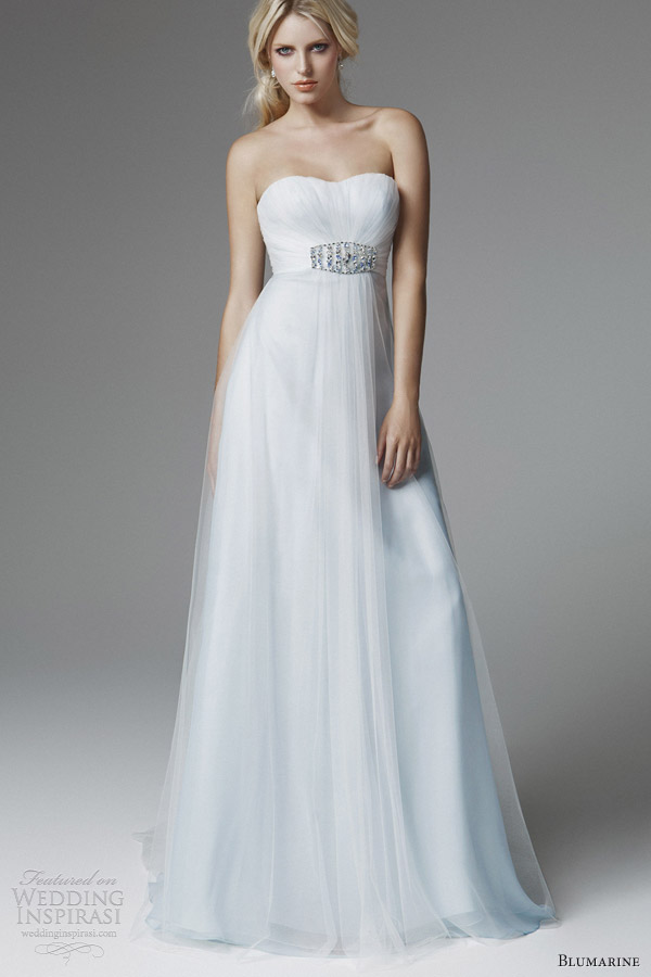 blumarine 2013 bridal strapless pale blue wedding dress