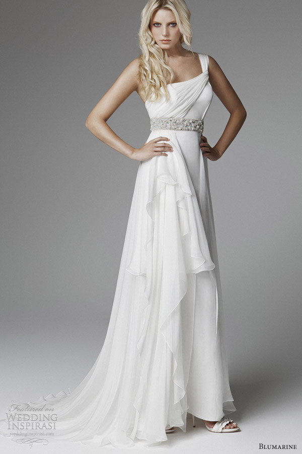 blumarine wedding 2013 one shoulder drape grecian wedding dress