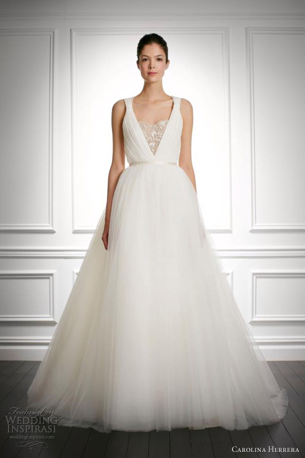 carolina herrera bridal fall 2013 jocelyn wedding dress with straps