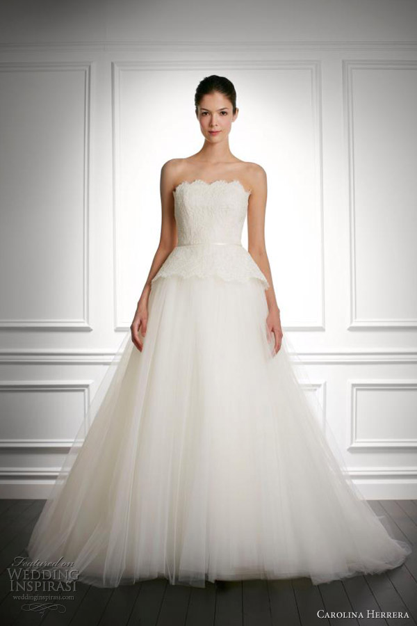 carolina herrera bridal fall 2013 justine strapless wedding dress