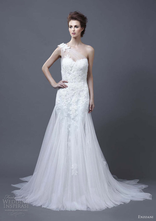 enzoani wedding dress 2013 heli one shoulder gown godet