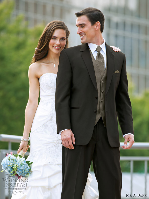 mens bridal wear wedding chocolate cambridge tuxedo suit jos a bank