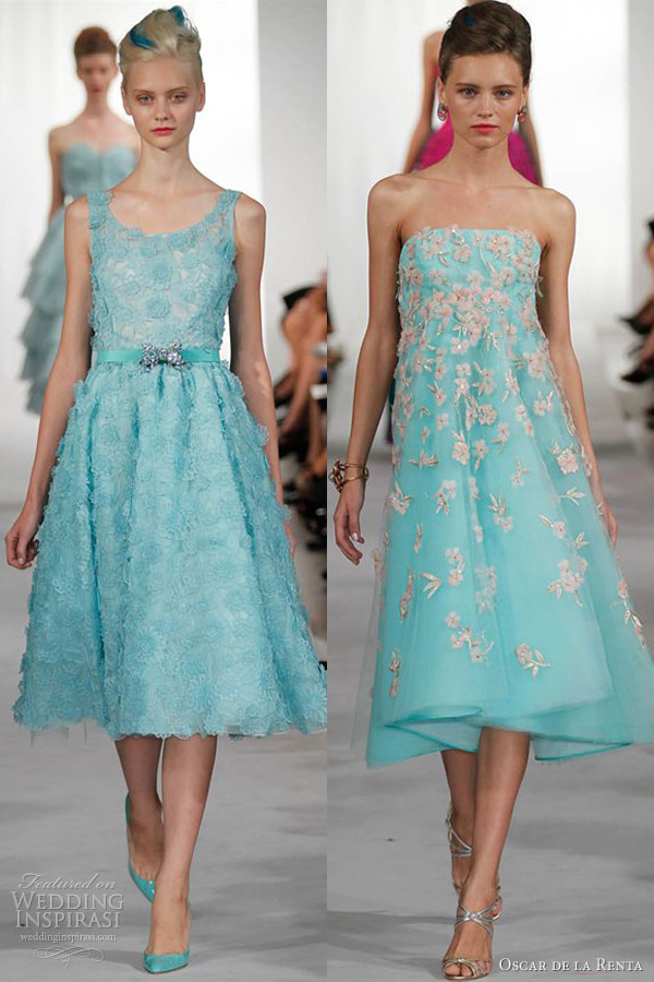 oscar de la renta spring 2013 blue short dresses