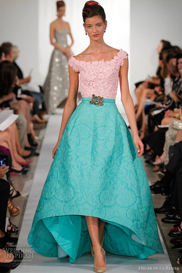 oscar de la renta spring 2013 ready to wear off shoulder gown with full skirt 90