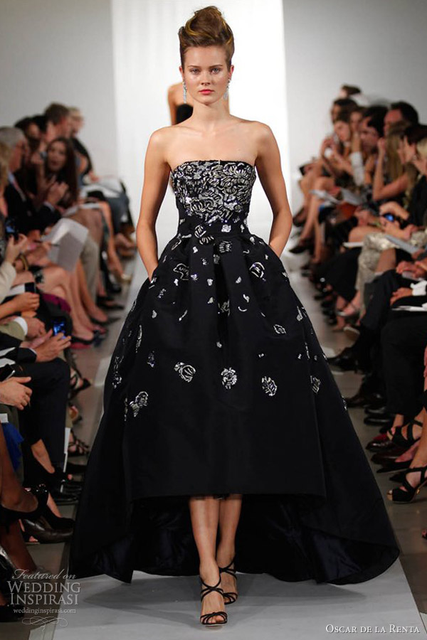 oscar de la renta spring 2013 ready to wear strapless ball gown high low hemline