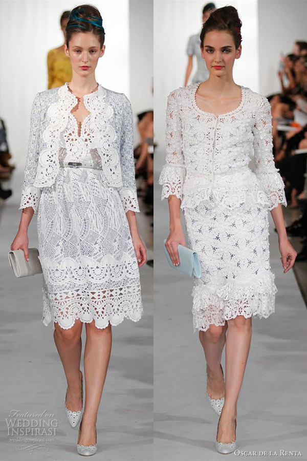 oscar de la renta spring 2013 white crochet dresses