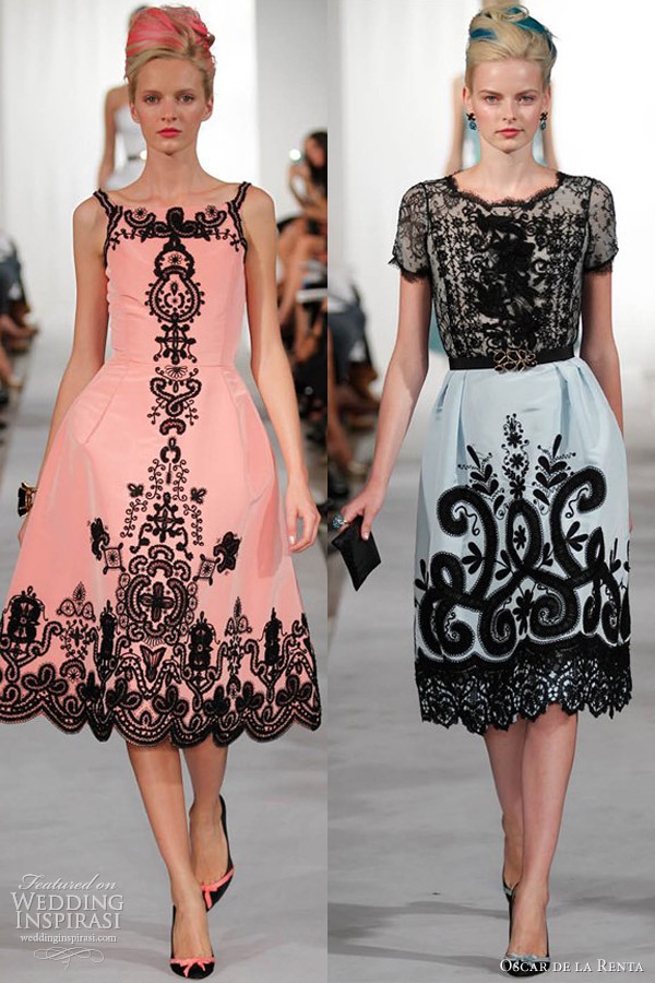 oscar de la renta spring summer 2013 scalloped hem short dresses