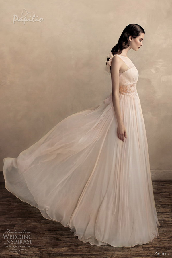 papilio color wedding dresses 2013 samanta peach sleeveless gown