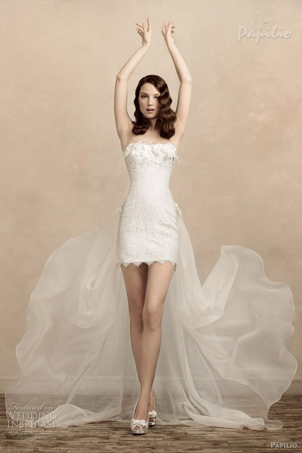 papilio short wedding dresses 2013 odrie train