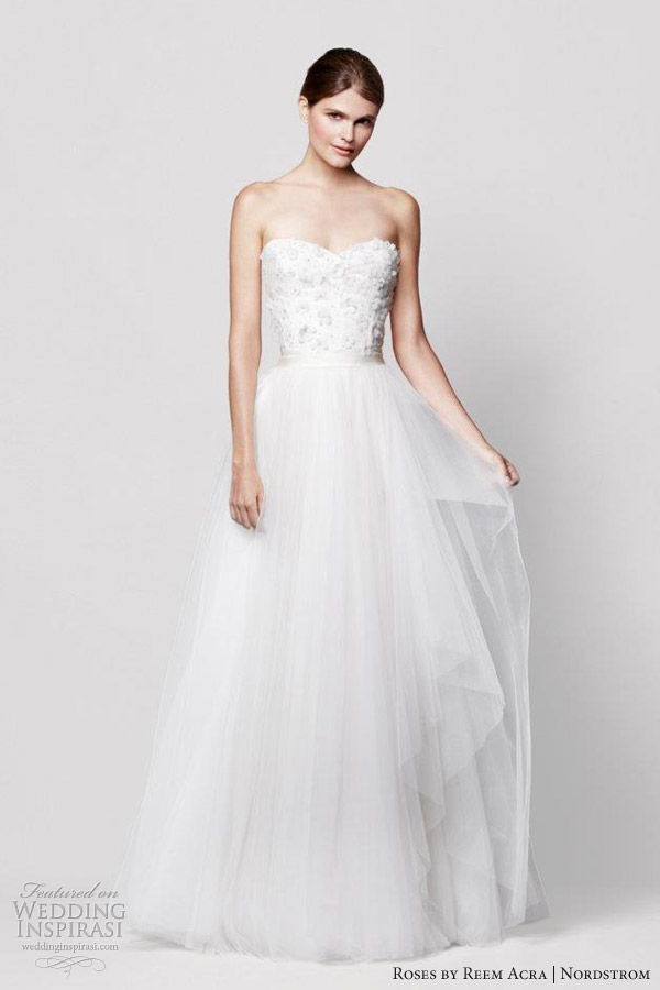 reem acra wedding dresses nordstrom coral bells strapless sweetheart weddings