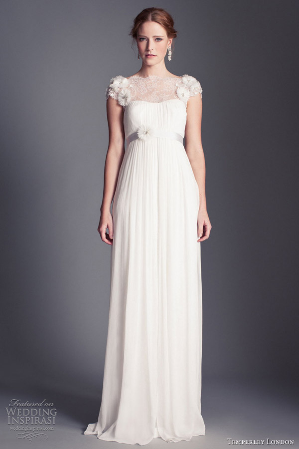 temperley london wedding dresses 2013 kaitlyn embroidered cap sleeves empire gown