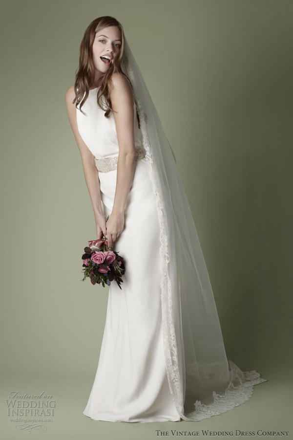 the vintage wedding dress company 2013 decades bridal collection 1960s sleeveless gown