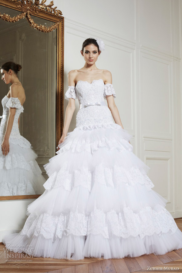 zuhair murad bridal 2013 flamenco wedding dress detached sleeves